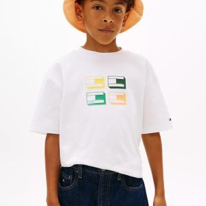 Kids' 3D Logo Graphic T-Shirt-White Flag