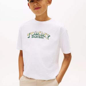Kids' 3D Logo Graphic T-Shirt-White Tommy Logo