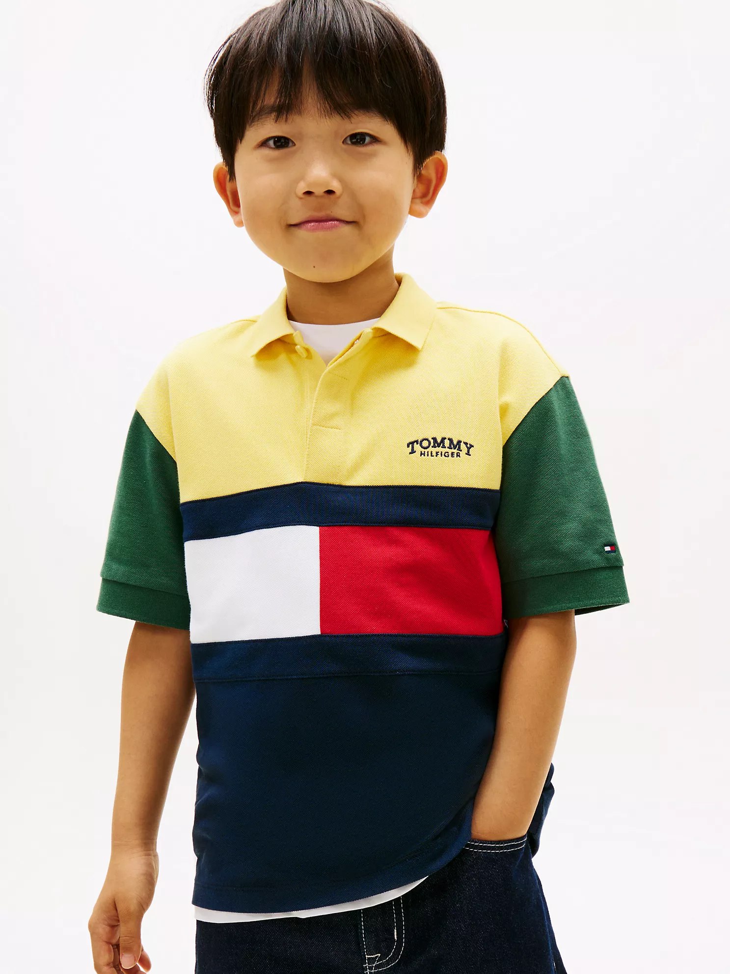 Kids' Colorblock Rugby Polo-Yellow Colorblock
