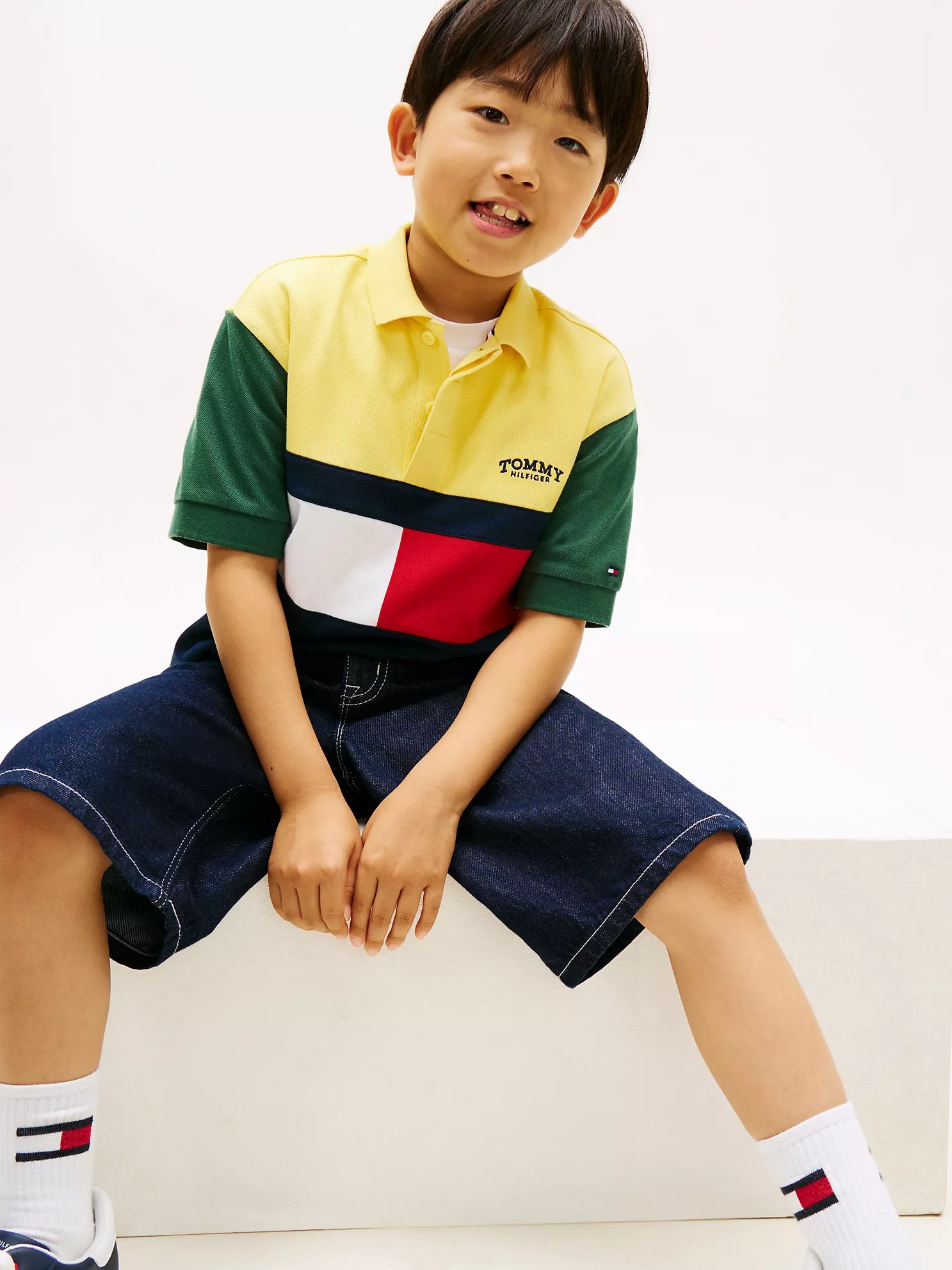 Kids' Colorblock Rugby Polo-Yellow Colorblock - Image 2