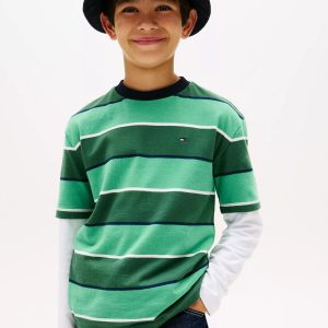 Kids' Rugby Stripe T-Shirt-Bahama Green Stripe