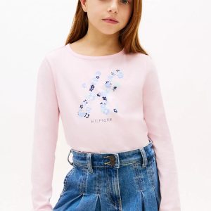 Kids' Floral Monogram T-Shirt-Ballerina