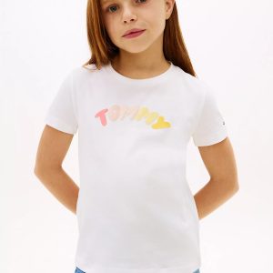 Kids' Multicolor Puff Logo T-Shirt-White