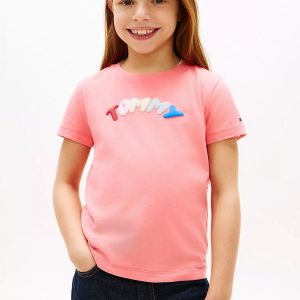 Kids' Multicolor Puff Logo T-Shirt-Tropical Blush