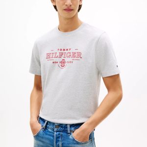 Hilfiger NYC Logo Heavyweight T-Shirt-Light Grey Heather