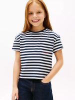 Kids' Stripe Pocket T-Shirt-Dark Night Navy Stripes