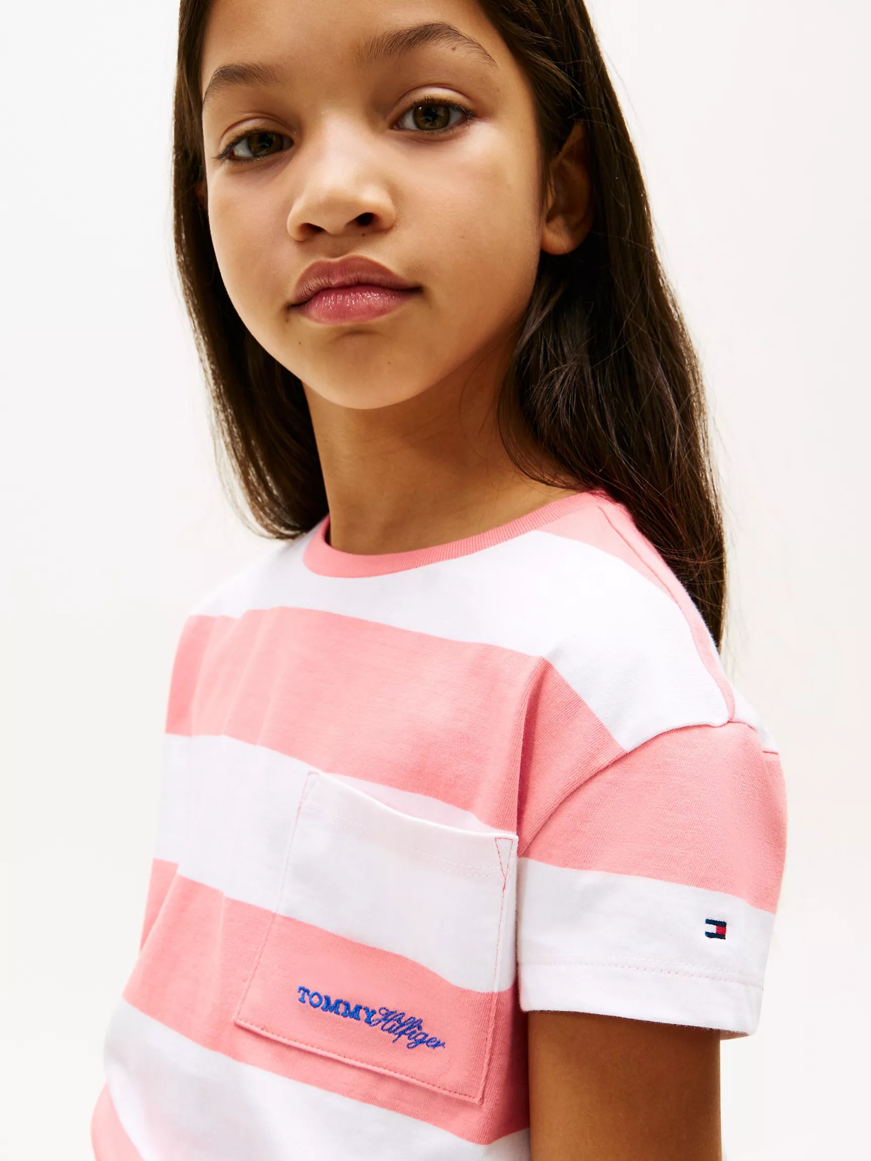 Kids' Stripe Pocket T-Shirt-Tropical Blush Stripes - Image 3