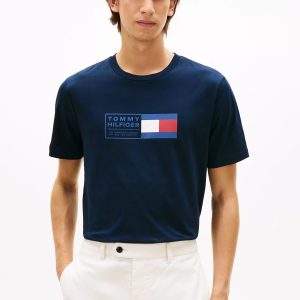 Flag Box Logo T-Shirt-Navy