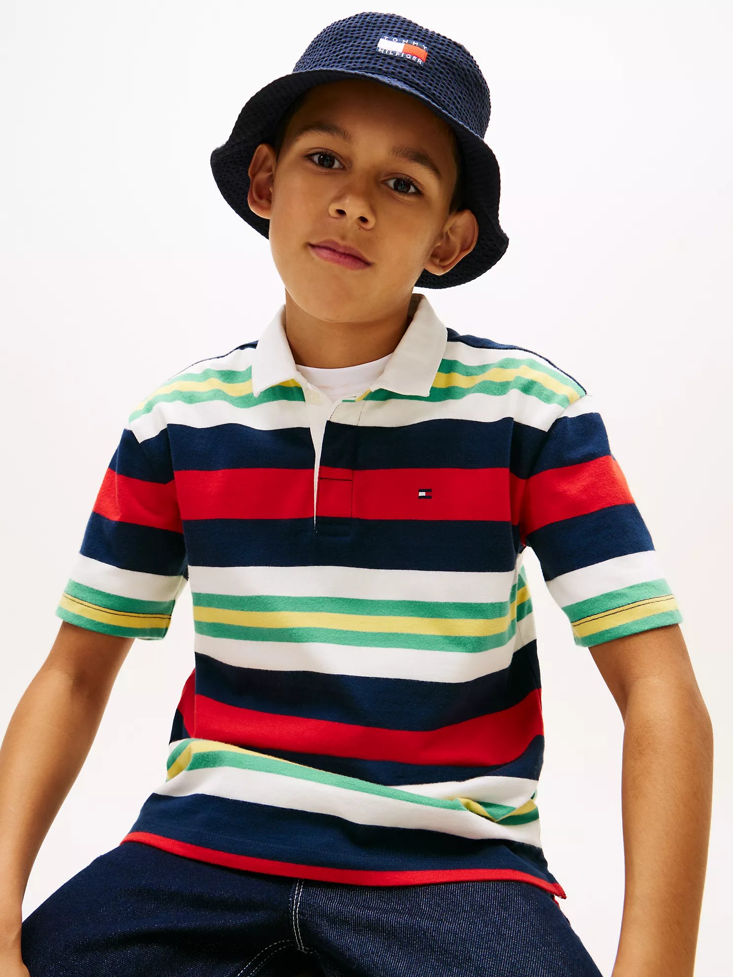 Kids' Stripe Rugby Polo-Mutli Stripe