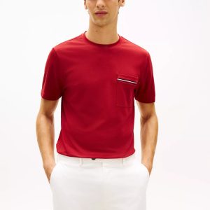 Signature Stripe Pocket Pique T-Shirt-Regatta Red