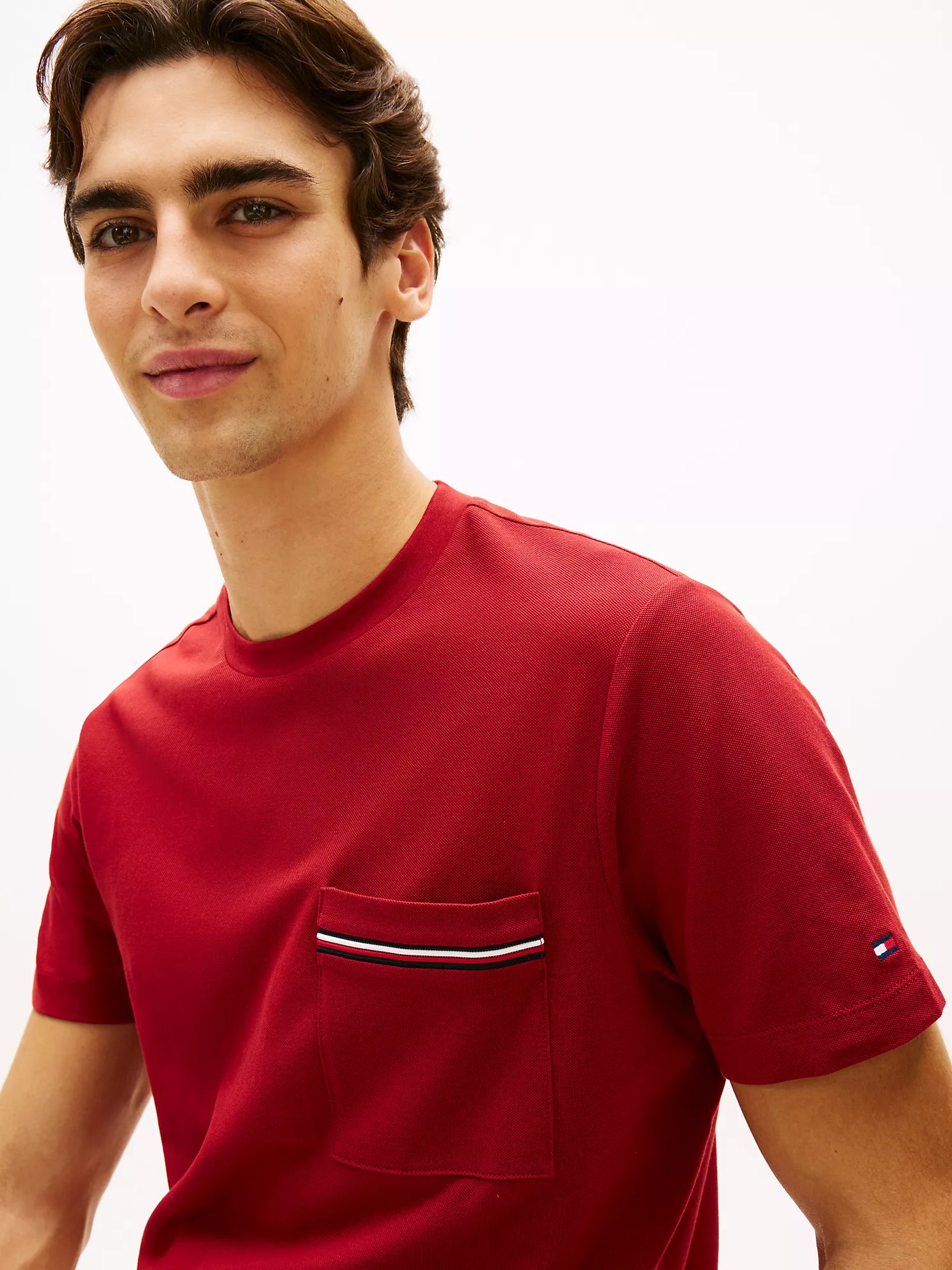 Signature Stripe Pocket Pique T-Shirt-Regatta Red - Image 2