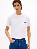 Signature Stripe Pocket Pique T-Shirt-White