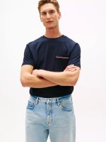Signature Stripe Pocket Pique T-Shirt-Navy