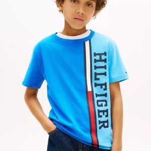 Kids' Vertical Colorblock Logo T-Shirt-Dynamic Blue