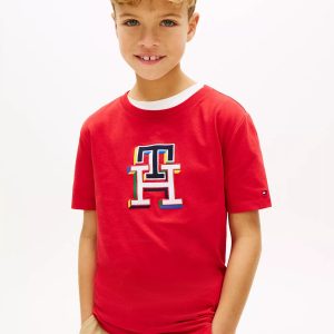 Kids' Multicolor Monogram T-Shirt-Primary Red