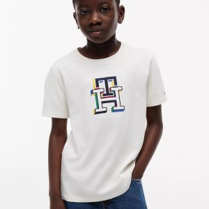 Kids' Multicolor Monogram T-Shirt-Ivory Silk