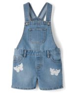 Baby And Toddler Girls Crochet Applique Shortalls-reagan wash