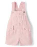 Baby And Toddler Girls Crochet Applique Shortalls-rose mist