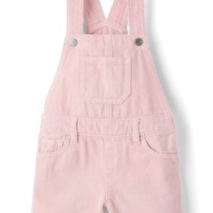 Baby And Toddler Girls Crochet Applique Shortalls-rose mist