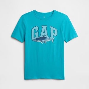Kids Graphic T-Shirt-Shark Turquoise Blue