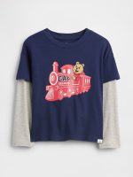 babyGap Graphic T-Shirt-New Navy Blue Train Bear