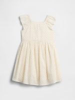 babyGap Flutter Sleeve Dress-Ivory Cream Frost Dots
