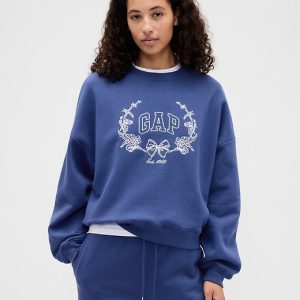 Oversized Wedge Gap Logo Sweatshirt-Blue Track