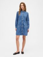 Denim Peplum Mini Dress Regular-Medium Wash