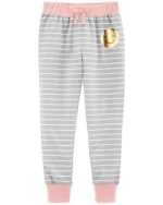 READYSTOCK knitted joggers for girls - GREY/PINK