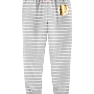 READYSTOCK knitted joggers for girls - GREY/PINK