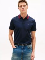 Regular Fit Jacquard Tipped Polo-Navy