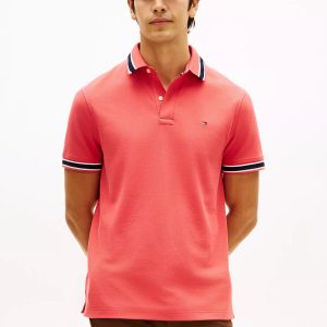 Regular Fit Tipped Wicking Polo- Vintage Red