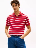 Regular Fit Stripe Wicking Polo-Medium Red/White Stripe