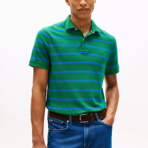 Regular Fit Stripe Wicking Polo-Nouveau Green