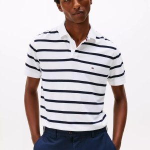 Regular Fit Stripe Wicking Polo-Fresh White Stripe
