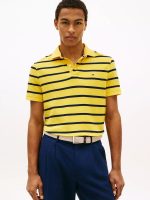 Regular Fit Stripe Wicking Polo-Pollen/Black Stripe