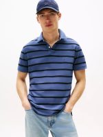 Regular Fit Stripe Wicking Polo-Bank Blue Stripe