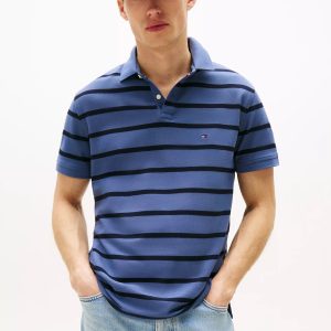 Regular Fit Stripe Wicking Polo-Bank Blue Stripe