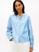 Collarless Poplin Shirt-Vibrant Indigo