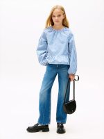 Kids' Stripe Poplin Top-Vibrant Indigo