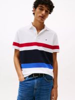 Regular Fit Block Stripe Polo-Optic White Colorblock