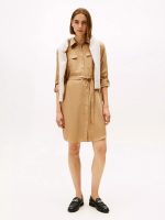 Long-Sleeve Belted Utility Shirtdress-Safari Canvas