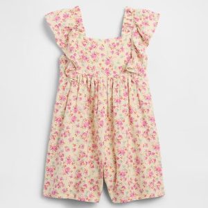babyGap Linen-Blend Romper-French Pink Floral