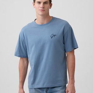 Vintage Soft Boxy Gap Logo T-Shirt-Bainbridge Blue