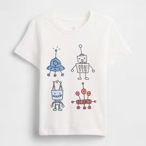 babyGap Graphic T-Shirt-New Off White Robots