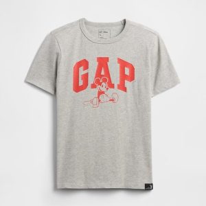 GapKids × Disney Mickey Mouse Logo T-Shirt-Disney Family Grey