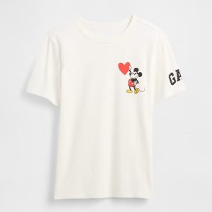 GapKids × Disney Mickey Mouse Graphic T-Shirt-Disney Heart Logo White