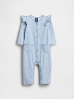 Baby Denim Heart Pocket One-Piece-Medium Wash