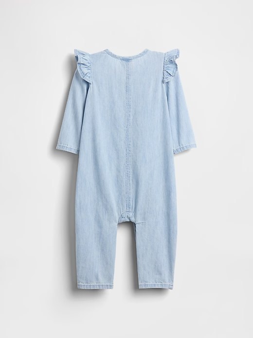Baby Denim Heart Pocket One-Piece-Medium Wash - Image 2