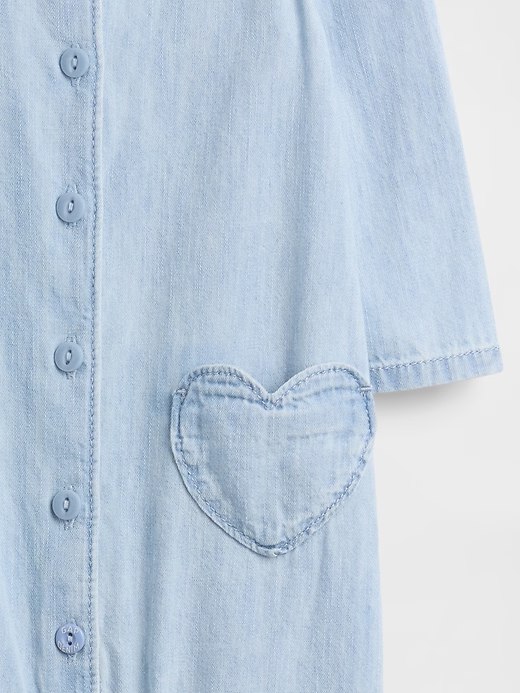 Baby Denim Heart Pocket One-Piece-Medium Wash - Image 3